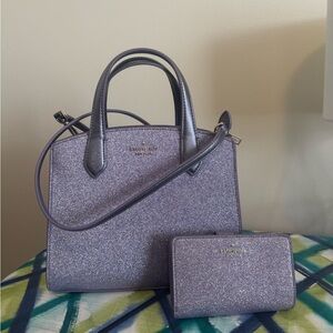 Kate Spade Purple Glitter Handbag and Wallet Set